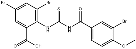 3,5-DIBROMO-2-[[[(3-BROMO-4-METHOXYBENZOYL)AMINO]THIOXOMETHYL]AMINO]-BENZOIC ACID 结构式