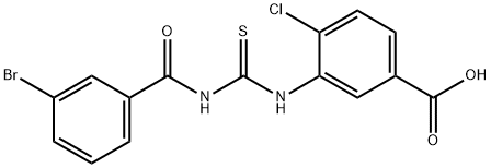 3-[[[(3-BROMOBENZOYL)AMINO]THIOXOMETHYL]AMINO]-4-CHLORO-BENZOIC ACID 结构式