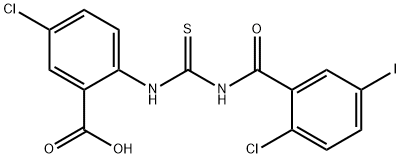 5-CHLORO-2-[[[(2-CHLORO-5-IODOBENZOYL)AMINO]THIOXOMETHYL]AMINO]-BENZOIC ACID 结构式