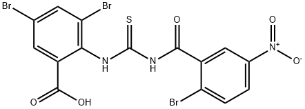 3,5-DIBROMO-2-[[[(2-BROMO-5-NITROBENZOYL)AMINO]THIOXOMETHYL]AMINO]-BENZOIC ACID 结构式