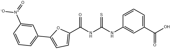 3-[[[[[5-(3-NITROPHENYL)-2-FURANYL]CARBONYL]AMINO]THIOXOMETHYL]AMINO]-BENZOIC ACID 结构式