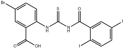 5-BROMO-2-[[[(2,5-DIIODOBENZOYL)AMINO]THIOXOMETHYL]AMINO]-BENZOIC ACID 结构式