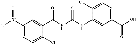 4-CHLORO-3-[[[(2-CHLORO-5-NITROBENZOYL)AMINO]THIOXOMETHYL]AMINO]-BENZOIC ACID 结构式