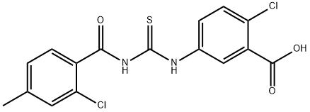 2-CHLORO-5-[[[(2-CHLORO-4-METHYLBENZOYL)AMINO]THIOXOMETHYL]AMINO]-BENZOIC ACID 结构式