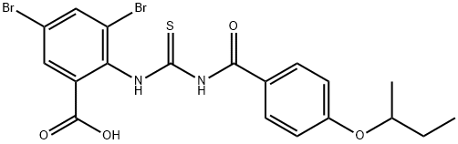 3,5-DIBROMO-2-[[[[4-(1-METHYLPROPOXY)BENZOYL]AMINO]THIOXOMETHYL]AMINO]-BENZOIC ACID 结构式