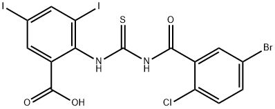 2-[[[(5-BROMO-2-CHLOROBENZOYL)AMINO]THIOXOMETHYL]AMINO]-3,5-DIIODO-BENZOIC ACID 结构式