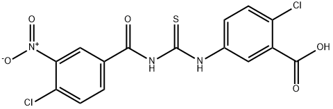 2-CHLORO-5-[[[(4-CHLORO-3-NITROBENZOYL)AMINO]THIOXOMETHYL]AMINO]-BENZOIC ACID 结构式