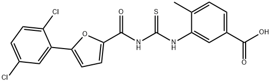 3-[[[[[5-(2,5-DICHLOROPHENYL)-2-FURANYL]CARBONYL]AMINO]THIOXOMETHYL]AMINO]-4-METHYL-BENZOIC ACID 结构式