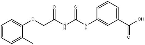 3-[[[[(2-METHYLPHENOXY)ACETYL]AMINO]THIOXOMETHYL]AMINO]-BENZOIC ACID 结构式