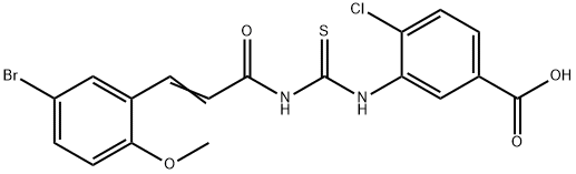 3-[[[[3-(5-BROMO-2-METHOXYPHENYL)-1-OXO-2-PROPENYL]AMINO]THIOXOMETHYL]AMINO]-4-CHLORO-BENZOIC ACID 结构式