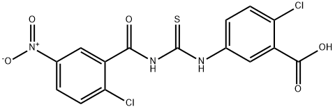2-CHLORO-5-[[[(2-CHLORO-5-NITROBENZOYL)AMINO]THIOXOMETHYL]AMINO]-BENZOIC ACID 结构式