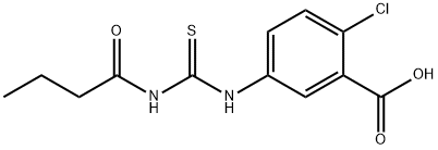 2-CHLORO-5-[[[(1-OXOBUTYL)AMINO]THIOXOMETHYL]AMINO]-BENZOIC ACID 结构式
