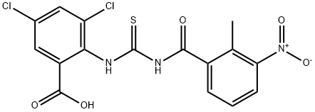 3,5-DICHLORO-2-[[[(2-METHYL-3-NITROBENZOYL)AMINO]THIOXOMETHYL]AMINO]-BENZOIC ACID 结构式