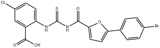 2-[[[[[5-(4-BROMOPHENYL)-2-FURANYL]CARBONYL]AMINO]THIOXOMETHYL]AMINO]-5-CHLORO-BENZOIC ACID 结构式