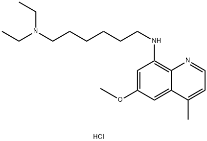 N,N-二乙基-N'-(6-甲氧基-4-甲基-8-喹啉)己烷-1,6-二胺二盐酸盐 结构式