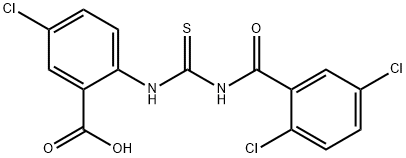 5-CHLORO-2-[[[(2,5-DICHLOROBENZOYL)AMINO]THIOXOMETHYL]AMINO]-BENZOIC ACID 结构式