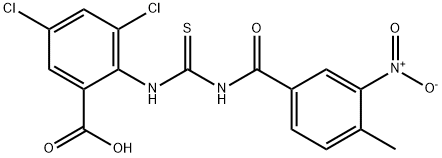 3,5-DICHLORO-2-[[[(4-METHYL-3-NITROBENZOYL)AMINO]THIOXOMETHYL]AMINO]-BENZOIC ACID 结构式