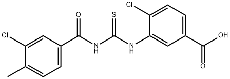 4-CHLORO-3-[[[(3-CHLORO-4-METHYLBENZOYL)AMINO]THIOXOMETHYL]AMINO]-BENZOIC ACID 结构式