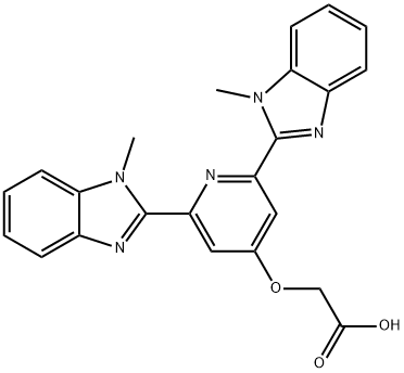 2, 6-双(1-甲基苯并咪唑-2-)4-氧乙酸吡啶 结构式