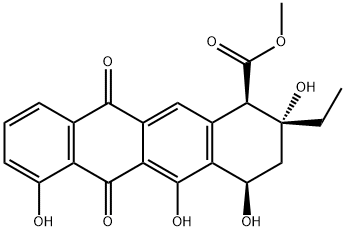 (1R,2R,4R)-2-Ethyl-1,2,3,4,6,11-hexahydro-2,4,5,7-tetrahydroxy-6,11-dioxo-1-naphthacenecarboxylic acid methyl ester 结构式