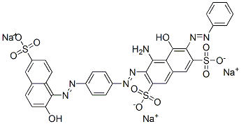 trisodium 4-amino-5-hydroxy-3-[[4-[(2-hydroxy-6-sulphonato-1-naphthyl)azo]phenyl]azo]-6-(phenylazo)naphthalene-2,7-disulphonate 结构式