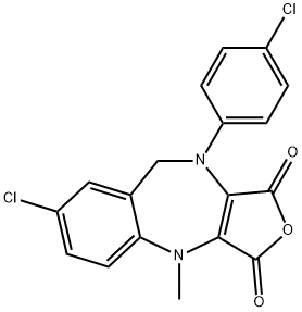 7-CHLORO-10-(4-CHLORO-PHENYL)-4-METHYL-9,10-DIHYDRO-4H-2-OXA-4,10-DIAZA-BENZO[F]AZULENE-1,3-DIONE 结构式