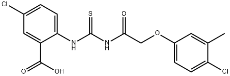 5-CHLORO-2-[[[[(4-CHLORO-3-METHYLPHENOXY)ACETYL]AMINO]THIOXOMETHYL]AMINO]-BENZOIC ACID 结构式