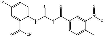 5-BROMO-2-[[[(4-METHYL-3-NITROBENZOYL)AMINO]THIOXOMETHYL]AMINO]-BENZOIC ACID 结构式