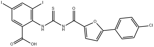 2-[[[[[5-(4-CHLOROPHENYL)-2-FURANYL]CARBONYL]AMINO]THIOXOMETHYL]AMINO]-3,5-DIIODO-BENZOIC ACID 结构式