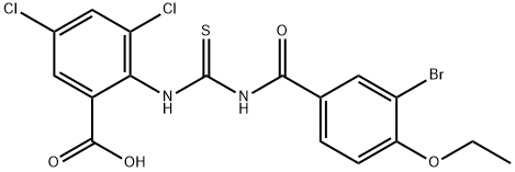 2-[[[(3-BROMO-4-ETHOXYBENZOYL)AMINO]THIOXOMETHYL]AMINO]-3,5-DICHLORO-BENZOIC ACID 结构式