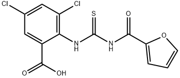 3,5-DICHLORO-2-[[[(2-FURANYLCARBONYL)AMINO]THIOXOMETHYL]AMINO]-BENZOIC ACID 结构式