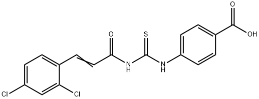 4-[[[[3-(2,4-DICHLOROPHENYL)-1-OXO-2-PROPENYL]AMINO]THIOXOMETHYL]AMINO]-BENZOIC ACID 结构式