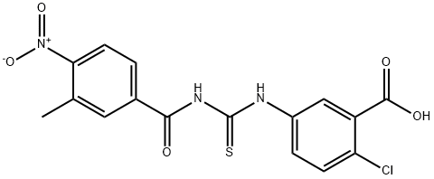 2-CHLORO-5-[[[(3-METHYL-4-NITROBENZOYL)AMINO]THIOXOMETHYL]AMINO]-BENZOIC ACID 结构式