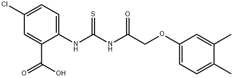 5-CHLORO-2-[[[[(3,4-DIMETHYLPHENOXY)ACETYL]AMINO]THIOXOMETHYL]AMINO]-BENZOIC ACID 结构式