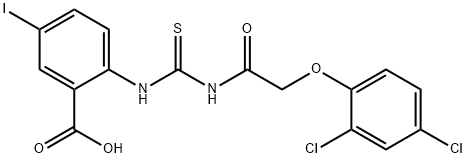 2-[[[[(2,4-DICHLOROPHENOXY)ACETYL]AMINO]THIOXOMETHYL]AMINO]-5-IODO-BENZOIC ACID 结构式