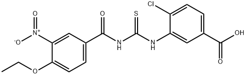 4-CHLORO-3-[[[(4-ETHOXY-3-NITROBENZOYL)AMINO]THIOXOMETHYL]AMINO]-BENZOIC ACID 结构式