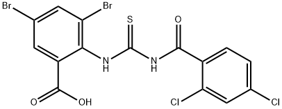 3,5-DIBROMO-2-[[[(2,4-DICHLOROBENZOYL)AMINO]THIOXOMETHYL]AMINO]-BENZOIC ACID 结构式