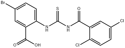 5-BROMO-2-[[[(2,5-DICHLOROBENZOYL)AMINO]THIOXOMETHYL]AMINO]-BENZOIC ACID 结构式