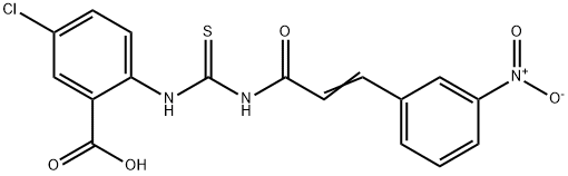 5-CHLORO-2-[[[[3-(3-NITROPHENYL)-1-OXO-2-PROPENYL]AMINO]THIOXOMETHYL]AMINO]-BENZOIC ACID 结构式