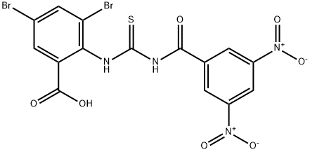 3,5-DIBROMO-2-[[[(3,5-DINITROBENZOYL)AMINO]THIOXOMETHYL]AMINO]-BENZOIC ACID 结构式