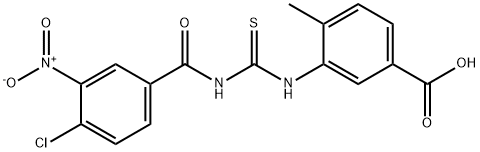 3-[[[(4-CHLORO-3-NITROBENZOYL)AMINO]THIOXOMETHYL]AMINO]-4-METHYL-BENZOIC ACID 结构式