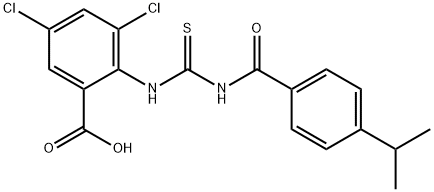 3,5-DICHLORO-2-[[[[4-(1-METHYLETHYL)BENZOYL]AMINO]THIOXOMETHYL]AMINO]-BENZOIC ACID 结构式