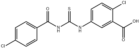 2-CHLORO-5-[[[(4-CHLOROBENZOYL)AMINO]THIOXOMETHYL]AMINO]-BENZOIC ACID 结构式
