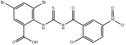 3,5-DIBROMO-2-[[[(2-CHLORO-5-NITROBENZOYL)AMINO]THIOXOMETHYL]AMINO]-BENZOIC ACID 结构式