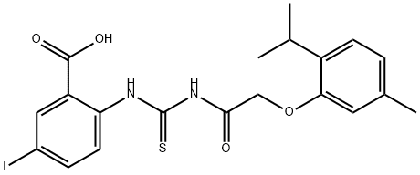 5-IODO-2-[[[[[5-METHYL-2-(1-METHYLETHYL)PHENOXY]ACETYL]AMINO]THIOXOMETHYL]AMINO]-BENZOIC ACID 结构式