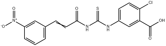 2-CHLORO-5-[[[[3-(3-NITROPHENYL)-1-OXO-2-PROPENYL]AMINO]THIOXOMETHYL]AMINO]-BENZOIC ACID 结构式