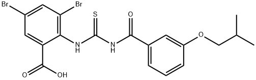 3,5-DIBROMO-2-[[[[3-(2-METHYLPROPOXY)BENZOYL]AMINO]THIOXOMETHYL]AMINO]-BENZOIC ACID 结构式