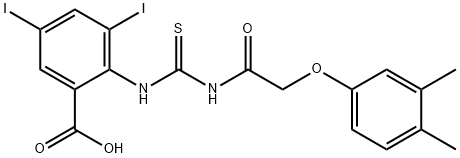 2-({[(3,4-二甲基苯氧基)乙酰基]硫代氨基甲酰}氨基)-3,5-二碘苯甲酸 结构式