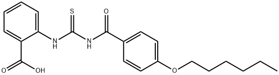 2-[[[[4-(HEXYLOXY)BENZOYL]AMINO]THIOXOMETHYL]AMINO]-BENZOIC ACID 结构式