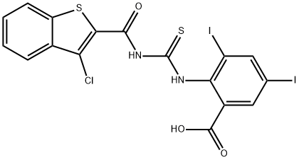 2-[[[[(3-CHLOROBENZO[B]THIEN-2-YL)CARBONYL]AMINO]THIOXOMETHYL]AMINO]-3,5-DIIODO-BENZOIC ACID 结构式